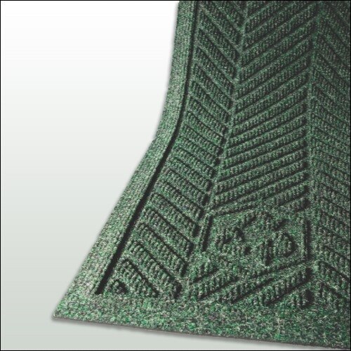 green rug with chevron pattern