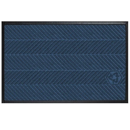blue striped door mat with border