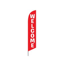 red welcome banner flags