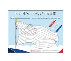 US Flag Color by numbers Educational Resource