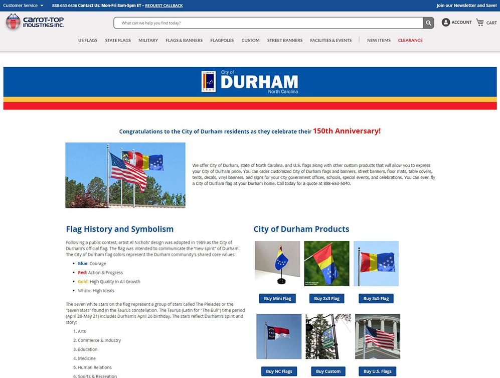 City of Durham City Flag Program Website Page