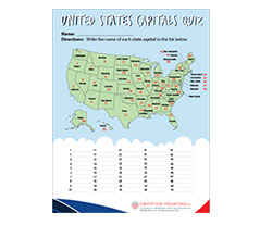 U.S. Map with States and State Capitals Quiz