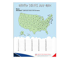 U.S. Map with States with Quiz