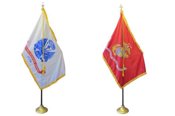 Indoor Army and Marine flags
